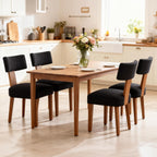 FOXHUNTER Upholstered Dining Chairs Set of 2, Modern Wooden Armless Kitchen Chairs with Curved Backrest, Mid-Century Farmhouse Dining Side Chairs, Linen Black