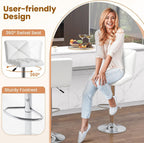 COSTWAY 3 Pieces Bar Table Set, Round Cocktail Table and PU Leather Adjustable Swivel Chairs, Modern Counter Height Furniture Set with 2 Bar Stools for Small Space, Kitchen, Office (White+Black)