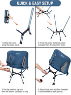 WildCall Lightweight Folding Camping Chair Quick Setup Frame Beach Chair Compact Backpacking Chair with Anti-Sink Feet