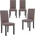 GOFLAME Upholstered Dining Chairs Set of 4, Fabric Kitchen Chairs with Padded Seat, Tilt Backrest, Rubber Wood Legs, Armless Side Chairs for Dining Room, Living Room, Restaurant, Brown