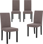 GOFLAME Upholstered Dining Chairs Set of 4, Fabric Kitchen Chairs with Padded Seat, Tilt Backrest, Rubber Wood Legs, Armless Side Chairs for Dining Room, Living Room, Restaurant, Brown