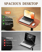 SAIJI Swivel Top TV Table Tray for Living Room Eating and Laptops | Height Adjustable, Heavy Duty Base, Large Size C Shaped Sofa Side Tables, End Tray Table, for Couch & Bedside with Cup Holder