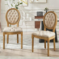 French Country Dining Chairs Set of 2,Upholstered Velvet Chairs with Round Back,Solid Wood Legs,for Living Room,Kitchen,Restaurant,Beige