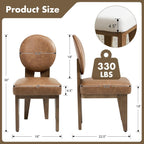 Hyfirm Mid-Century Modern Walnut Dining Chairs Set of 4, Vintage Brown Leather Wooden Kitchen Chairs, Retro Upholstered PU Cushioned Seat with Curved Backrest, Armless Accent Side Chair for Bedroom