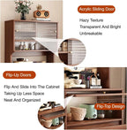 Kitchen Pantry Cabinet, Pantry Storage Cabinet with Doors and Shelves, Tall Storage Cabinet, Coffee Bar Workstation, for Dining Room, Living Room(Brown,50cm/19.7in)