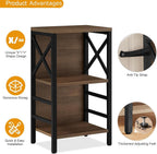 MNEETRUNG Small Bookshelf, 3 Tier Industrial Shelf with Metal Frame and Backboard, Low Rustic Brown Book Shelf, Small Bookcase for Small Spaces,Bookshelf for Living Room, Bedroom & Home Office