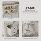 Signature Design By Ashley Robbinsdale 72-Inch Counter Height Dining Table with Kitchen Island Storage, Rubberwood Solids, Ash Veneer and MDF Substrates, Antique White