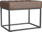 HomePop 22" Theodore Channel Tufted Ottoman - Brown Faux Leather