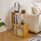 Aibiju 3-Tiered S-Shaped Side Table for Small Spaces, Freestanding Side Table, Sofa End Table, Narrow End Table, Suitable for Bedrooms Living Rooms Study Room, Natural Wood Color YD-ST003N
