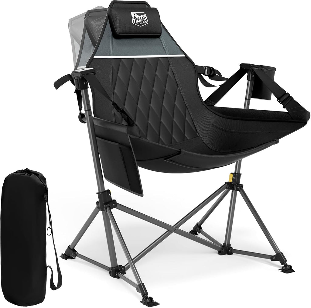 TIMBER RIDGE Hammock Camping Chair, Oversized Swinging Chair, 400lbs Load | Portable Folding Rocking Camping Chair with Adjustable Back & Seat Height for Outdoor Lawn, Backyard and Patio