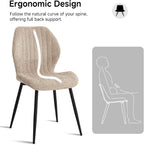 Modern Minimalist Dining Chairs Set of 4, Boucle Fabric, Brown | Thick High-Density Resilient Foam Cushion, Sturdy Metal Frame; Non-Slip Foot Caps Protect Floors, Perfect For Dining Room