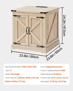 VEVOR Farmhouse End Table, Rectangle PE Rattan Woven Wood Coffee Table, 24-Inch Modern Boho Style Storage Coffee Table with Retro Metal Hinges, for Living Room, Bedroom & Small Spaces