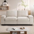 TEKAMON 73" Loveseat Sofa with Seat Storage, 2-Seater Modular Sofa Couch for Living Room, Chenille Fabric, Solid Wood Frame, Spring Cushions, USB Charging, Removable Covers, Side Pockets, Beige