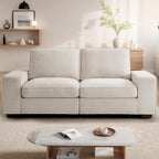 TEKAMON 73" Loveseat Sofa with Seat Storage, 2-Seater Modular Sofa Couch for Living Room, Chenille Fabric, Solid Wood Frame, Spring Cushions, USB Charging, Removable Covers, Side Pockets, Beige