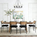 Rattan Dining Chairs Set of 4, Mid-Century Modern Chair with Boucle, Kitchen Dining Room Chairs for Living Room with Metal Legs, Round Upholstered Sherpa