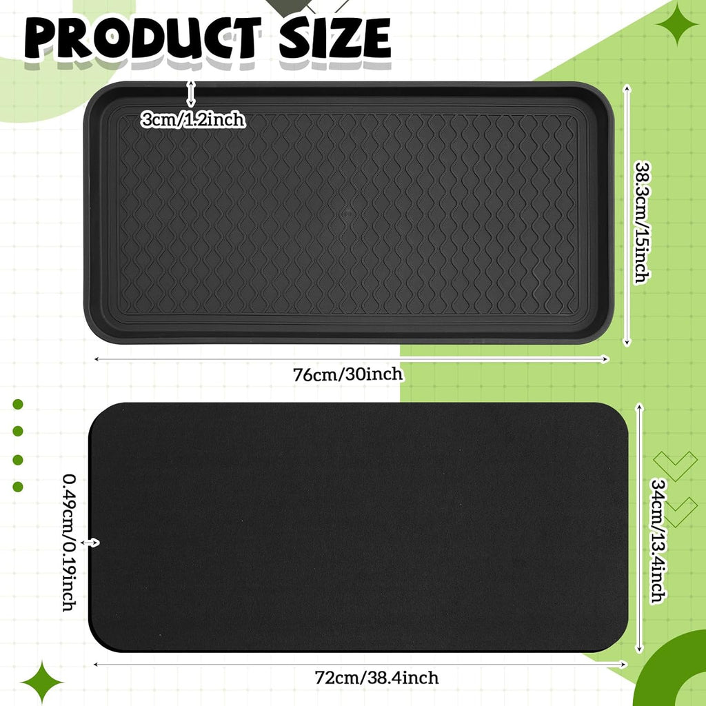 Vesici 1 Set/2 Pcs Large Self-Watering Plant Trays (30"x15") and 3mm Capillary Mat-Automatic Watering System for Indoor/Outdoor Plants, Durable Plastic Seedling Trays for Potted Plant, Garden