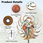 VEWOGARDEN Garden Metal Wind Spinners Outdoor Kinetic Wind Sculptures & Spinners for Yard Lawn Patio Decorations, Patina