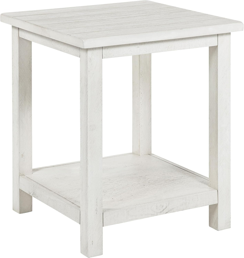 Coaster Home Furnishings - Payne - Wood - Square End Table with Lower Shelf, Open Storage and Rustic Style - Living Room - 20-Inch - White - 710556