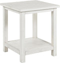 Coaster Home Furnishings - Payne - Wood - Square End Table with Lower Shelf, Open Storage and Rustic Style - Living Room - 20-Inch - White - 710556