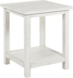 Coaster Home Furnishings - Payne - Wood - Square End Table with Lower Shelf, Open Storage and Rustic Style - Living Room - 20-Inch - White - 710556
