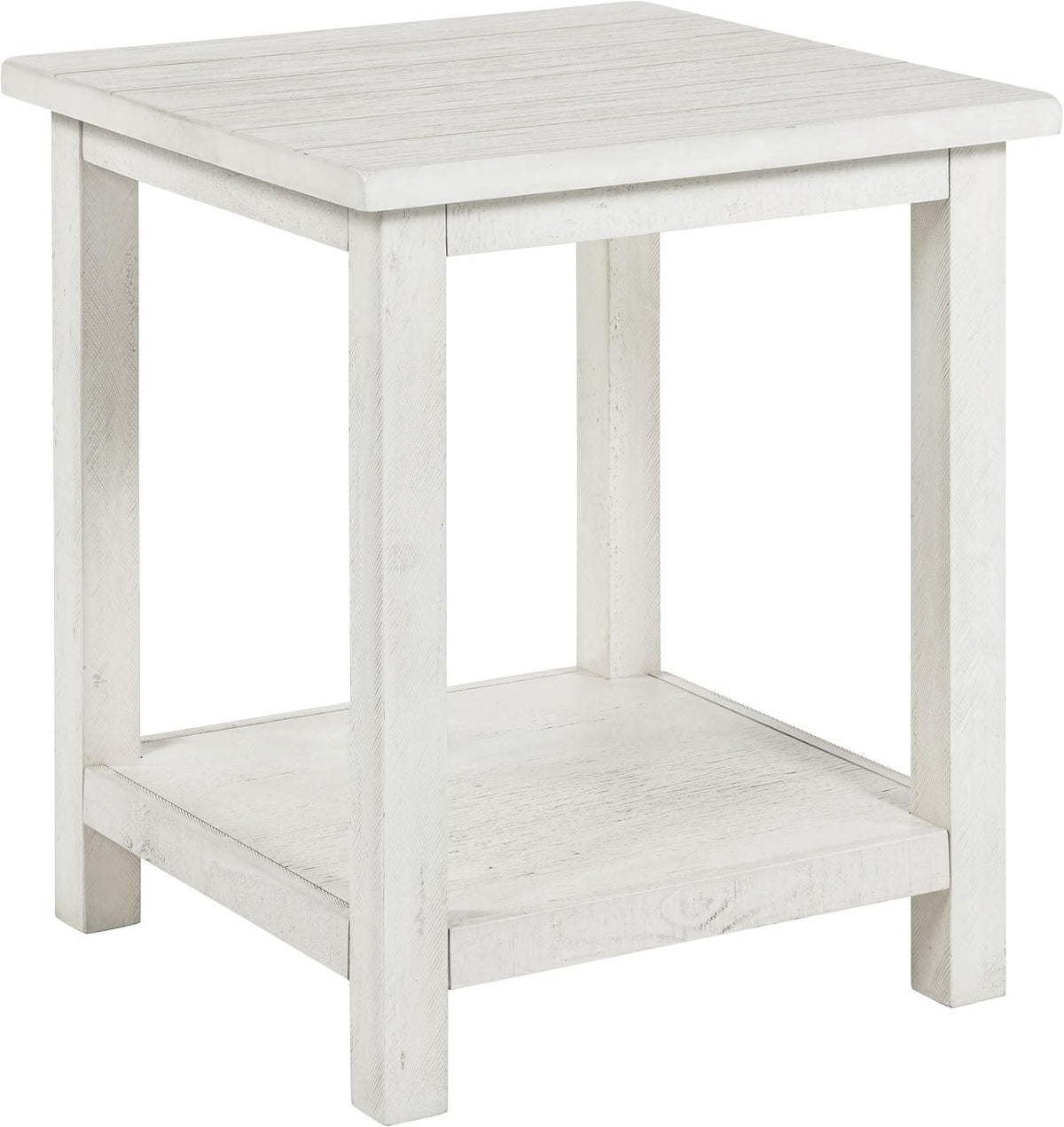 Coaster Home Furnishings - Payne - Wood - Square End Table with Lower Shelf, Open Storage and Rustic Style - Living Room - 20-Inch - White - 710556