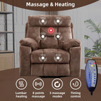 CANMOV Large Power Lift Recliner Chair with Massage and Heat for Elderly Big and Tall People, Overstuffed Wide Recliners with 2 Cup Holders, Side Pocket and USB Port, Camel