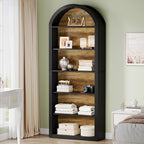 Tribesigns 6-Tier Black Arched Bookshelf, 77.16" Tall Arched Bookcase with Storage Shelves, Floor Standing Open Display Shelving Unit for Living Room, Bedroom, Home Office