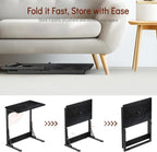 Tatub 24" TV Tray Table Set of 4, Folding C Shaped End Table, Small Sofa Side Laptop Desk for Living Room, Bedroom, Black