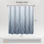Punkray Ombre Blue Shower Curtain for Bathroom with Hooks, White Shower Curtain Set, Stripe Bath Curtains Decorative Shower Curtains Water Repellent Washable, 72 x 84