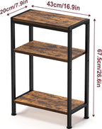 Narrow Side Table for Small Space, 3 Tier Slim End Table, Thin Nightstand, Skinny Snack Couch Table, Sofa Bedside Table in Living Room, Bedroom, Study, Kitchen and Balcony (Rustic Brown)