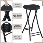 Suzile 2 Pcs Tall Folding Chair Portable Plastic Stool Chair Heavy Duty Foldable Bar Stools with Handle for Adults Kitchen Counter Room Home Camping Indoor Outdoor, 300lbs Capacity (24 Inches)