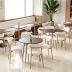Furniliving Mid Century Modern Dining Chairs Set of 4, 300 lbs Capacity Upholstered Linen Kitchen Chairs with Natural Wood Grain Metal Legs and Ergonomic Curved Back, Beige