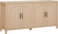 Walker Edison Sasha 4-Door Reeded Sideboard Buffet with Cord Management, 60 Inch, Coastal Oak