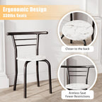 JUMMICO 3-Piece Wooden Round Table & Chair Set (White/Black) | Kitchen Breakfast Nook Wood Grain Tabletop with Metal Frame and Built-in Wine Rack for Kitchen, Dining Room