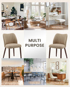 Upholstered Dining Chairs Set of 4, Farmhouse Fabric Kitchen Chairs with Solid Wood Legs, Modern Dining Room Chairs for Restaurant & Cafe, Camel