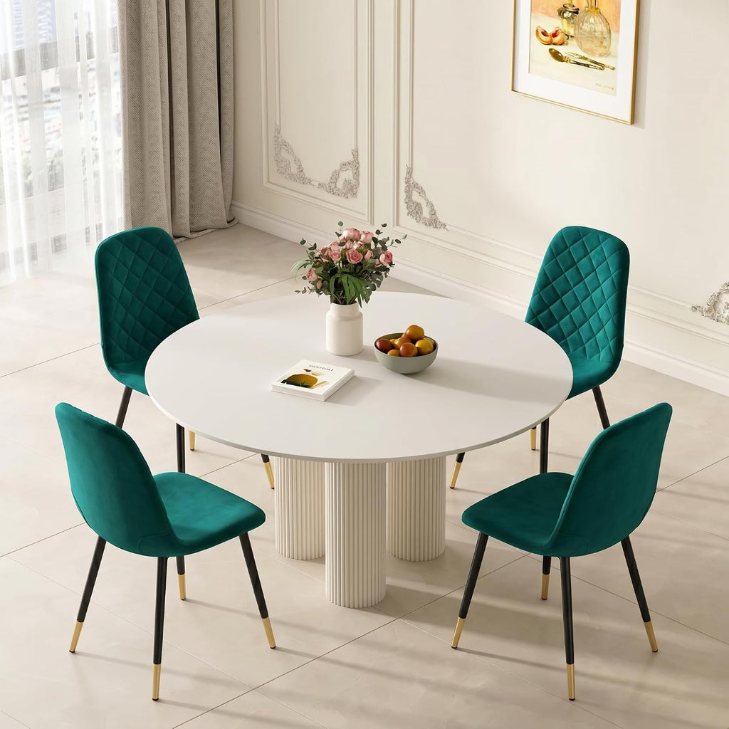 Velvet Green Dining Chairs Set of 4 - Upholstered Kitchen & Dining Room Chairs with Metal Legs, Mid-Century Modern Chairs for Living Room Dining Room Kitchen Bedroom