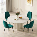 Velvet Green Dining Chairs Set of 4 - Upholstered Kitchen & Dining Room Chairs with Metal Legs, Mid-Century Modern Chairs for Living Room Dining Room Kitchen Bedroom
