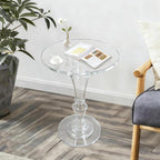 Acrylic End Table Clear Coffee Table with Round Tabletop, Multifuntional Side Drink Tables for Small Spaces Small Side Tables for Living Room Bedroom & Study Rooms, 13" D X 13" W X 20" H