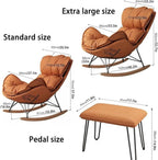 Rocking Chair with Footrest Modern Rocking Chair Comfy Recliner Chair Furniture Leisure Chair Lazy Home Single Sofa Adult Balcony Lounge Rocking Chair,Grey,Standard Style