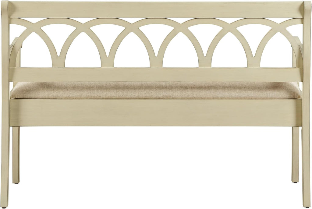 OSP Home Furnishings Coventry Solid Wood and Veneer Storage Bench, Antique White
