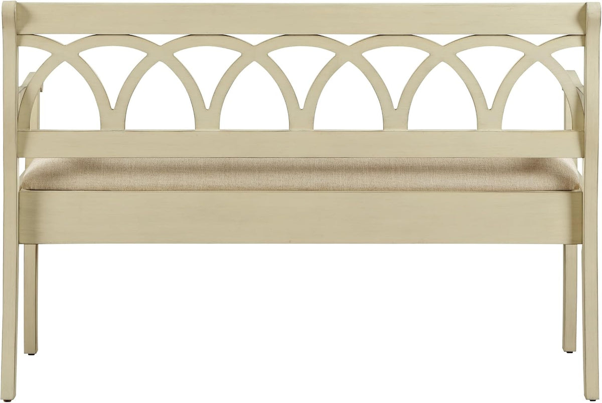 OSP Home Furnishings Coventry Solid Wood and Veneer Storage Bench, Antique White