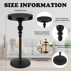 CroBlissful Black Metal Martini Table 9.5 x 9.5 x 20.5 Inches Round Drink Tables Decorative Pedestal Side Desk for Small Spaces Cocktail Drink Holder Stand Small End Shelf for Living Room Bedroom