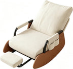 Indoor Leisure Rocking Chair with Removable Foot Stool | Adjustable Backrest Foldable Recliner Rocker