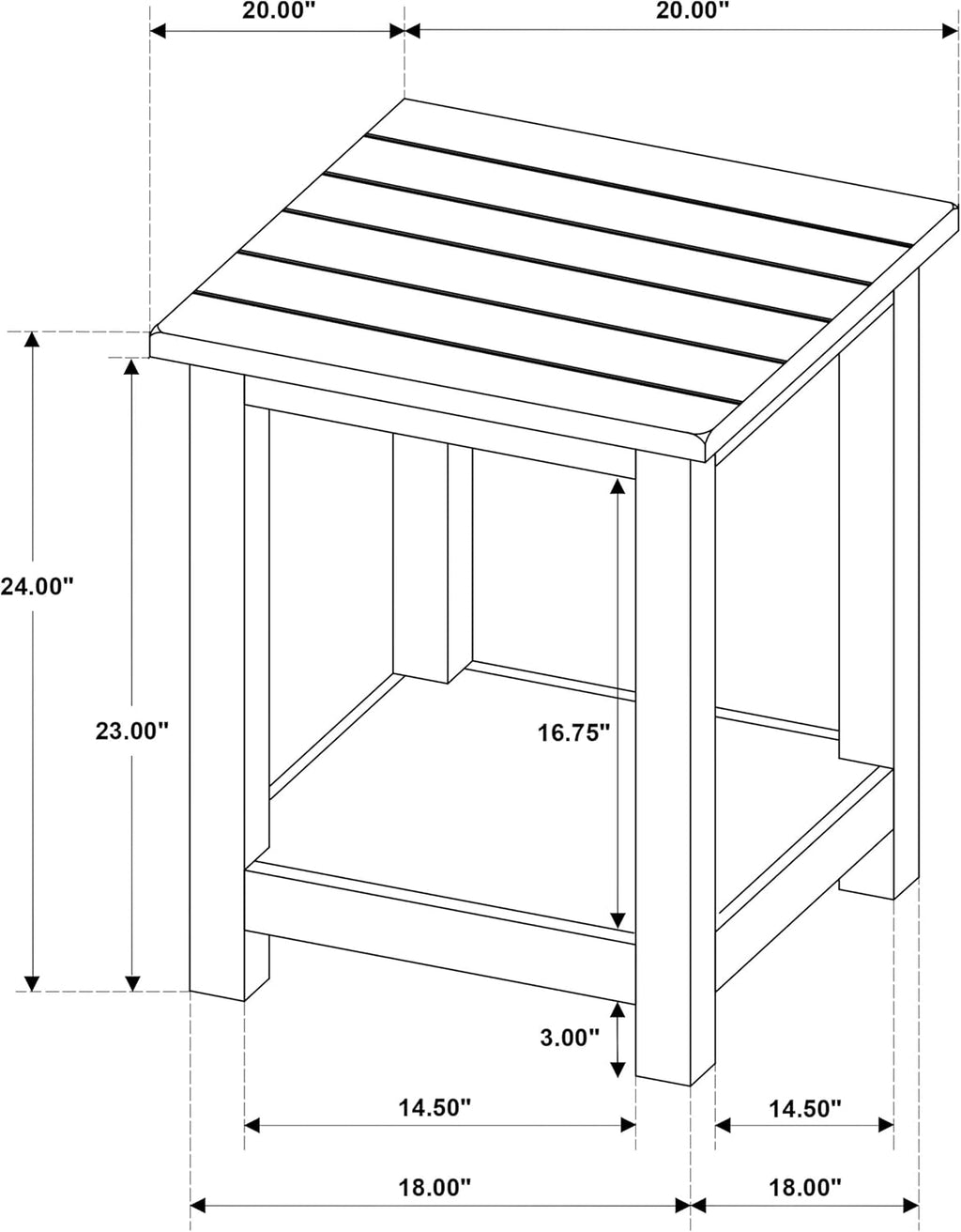 Coaster Home Furnishings - Payne - Wood - Square End Table with Lower Shelf, Open Storage and Rustic Style - Living Room - 20-Inch - White - 710556