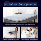 EMOOR Foldable Hybrid Futon Mattress, High-Resilience Urethane Foam 150N with Washable Padded Cover, Twin, Tatami Floor Sleeping Mat Pad Topper, Gray