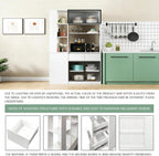 71 Inch Wood Pantry Cabinet with Glass Doors, 39 Inch Wide Freestanding Kitchen Storage Cabinet for Microwave and Coffee Bar, Modern Sturdy Tall Pantry Cabinet with Shelves & 5 Drawers, (White)