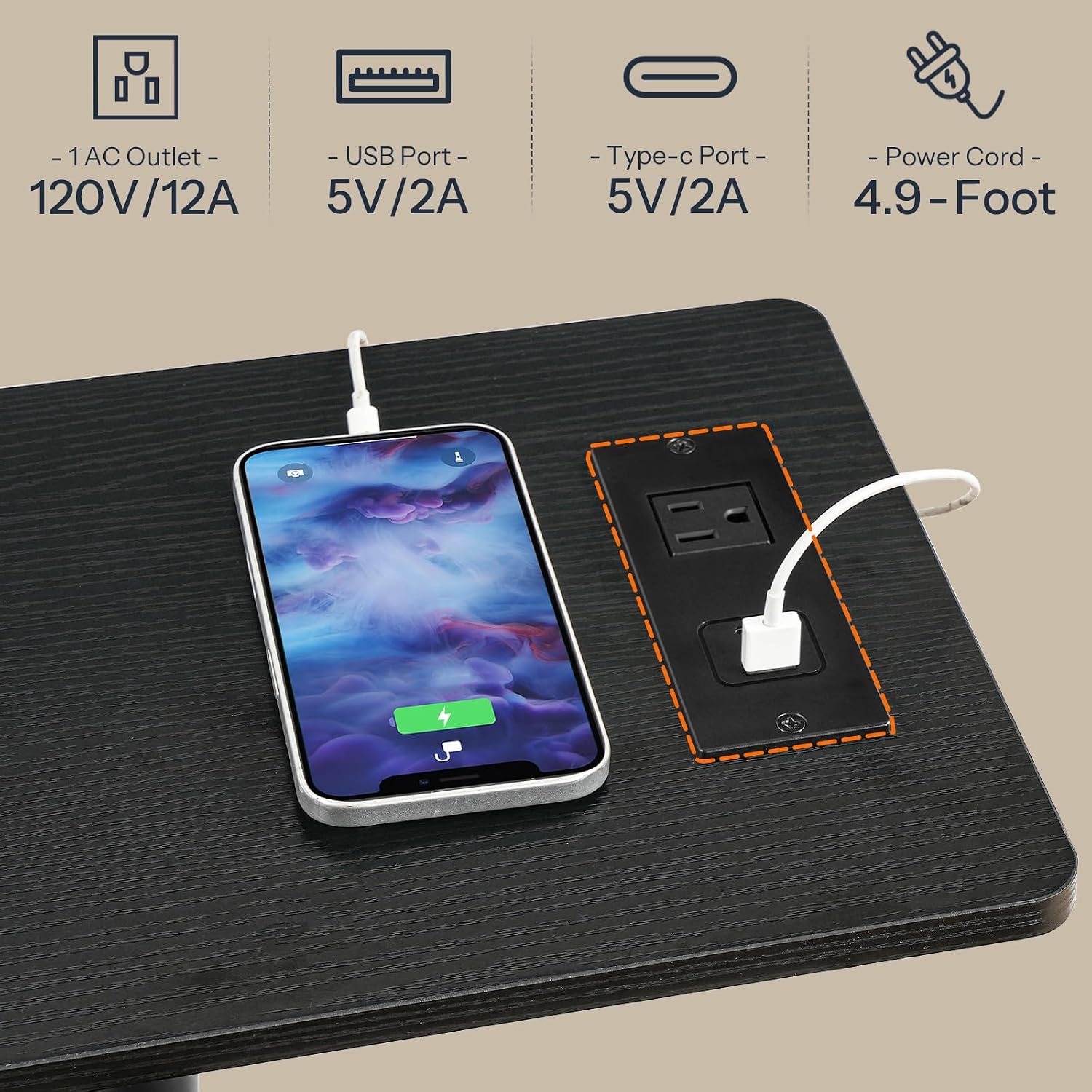 HOOBRO Adjustable Height End Table, 360° Swivel Narrow Side Table with Charging Station, Narrow Sofa Bedside Table for Small Space, Living Room, Bedroom, Black BB425UBZ01