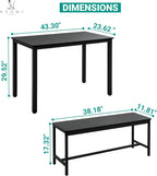 Naomi Home Space Saving 3 Piece Dining Table Set for Apartments & Small Spaces, Benches Tuck Under, Durable MDF & Steel Frame, Waterproof & Heat Resistant Kitchen Nook Set