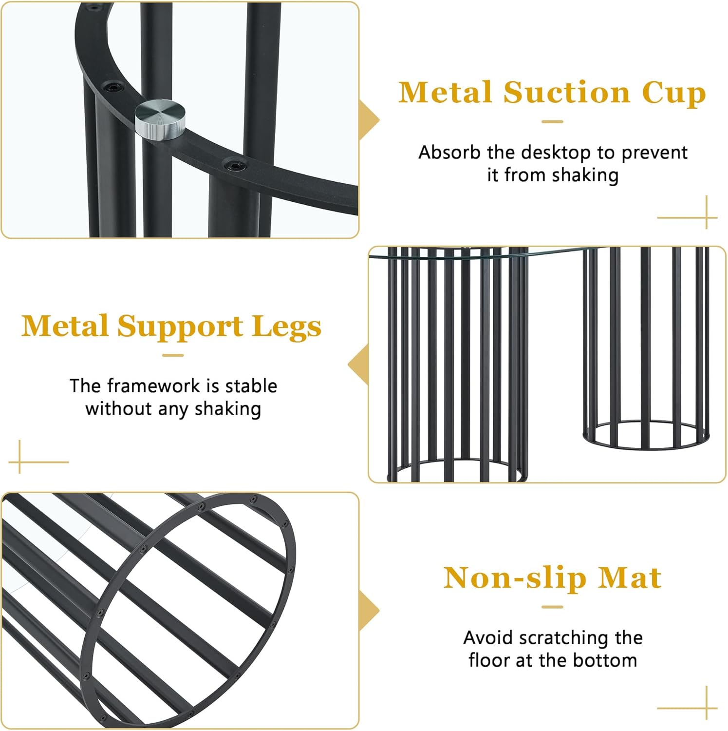Oval Tempered Glass Dining Table for 4-8 People, 71'' Tall Kitchen Tables for Small Spaces, Modern Dinning Room Furniture, Metal Pillar Base, for Living Room, Kitchen, Dining Room, Black