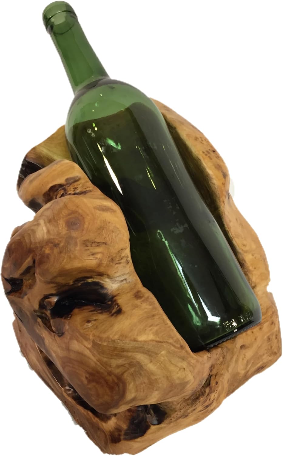 Hand-Crafted Root Wood Live Edge Wine Bottle Holder (1)